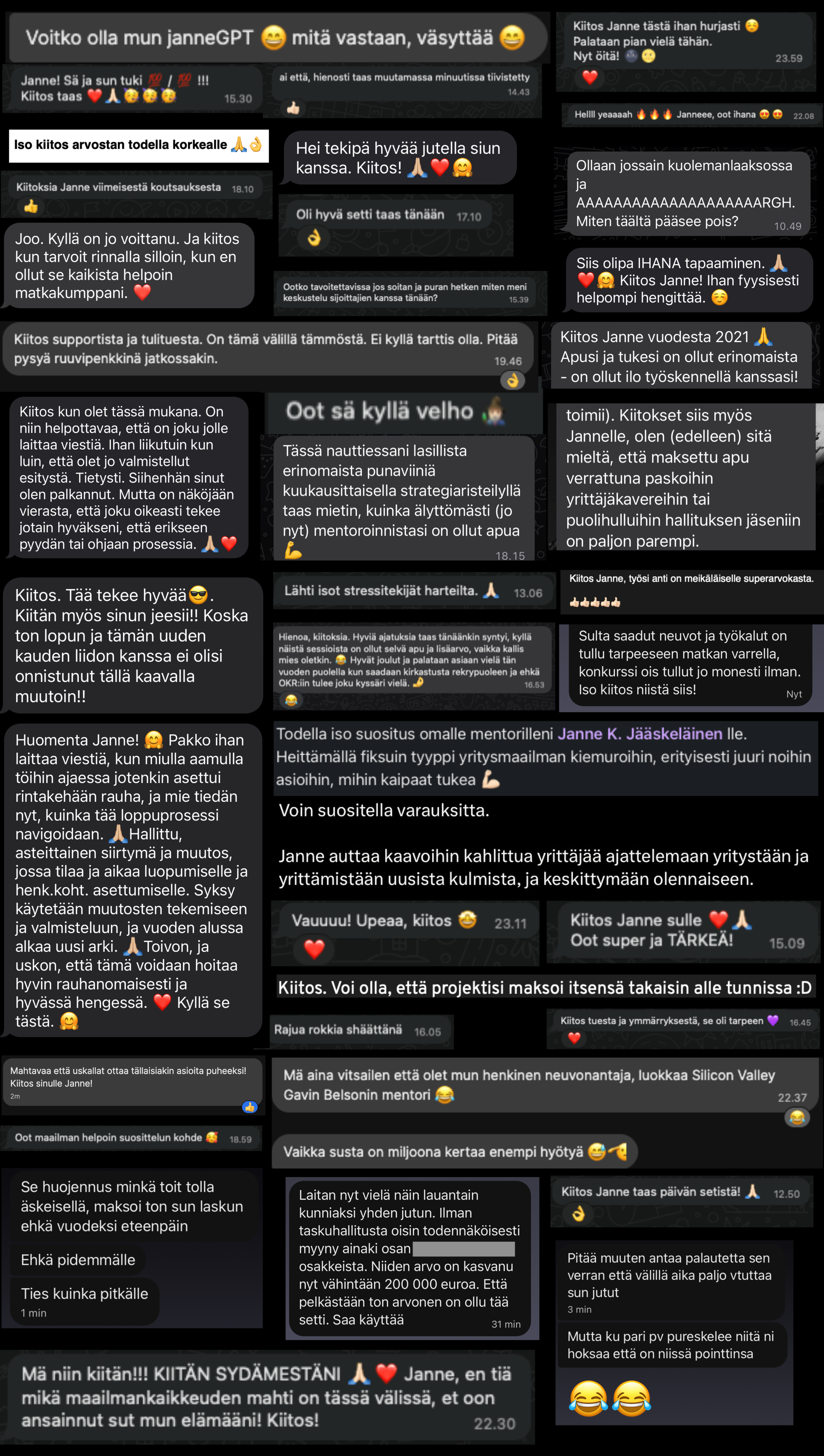 Asiakkaiden kommentteja Janne K. Jääskeläisen kanssa toimimisesta.