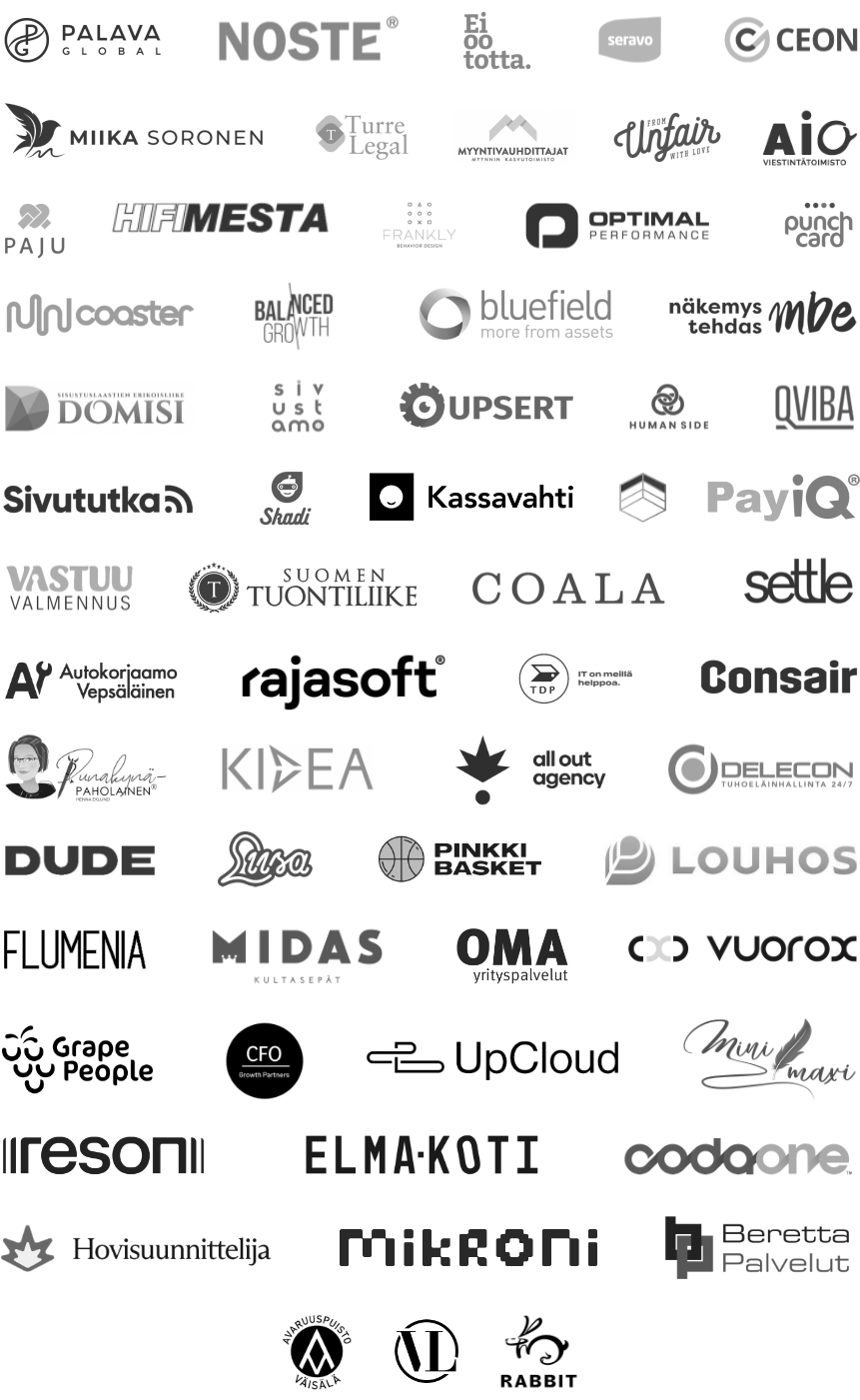 Janne K. Jääskeläinen asiakasyritysten logot.