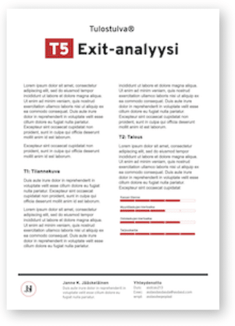 Tulostulva® Exit-analyysi raportin kans